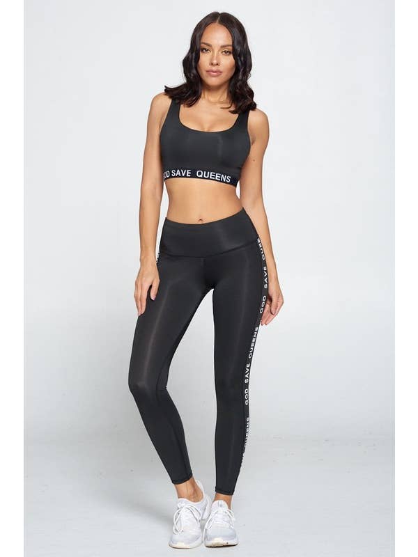 Black Wide Strap Open Back Yoga Set for wholesale on Faire5