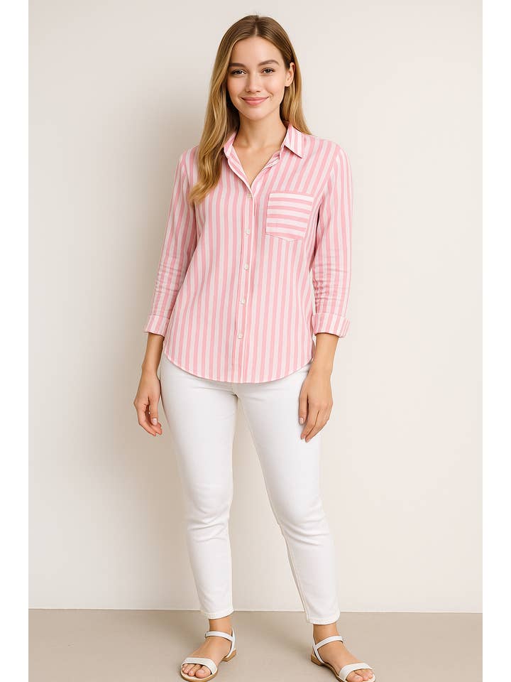 Beach Lunch Lounge - Wholesale Button Down Shirt - Women's - EDEN - LTT66781