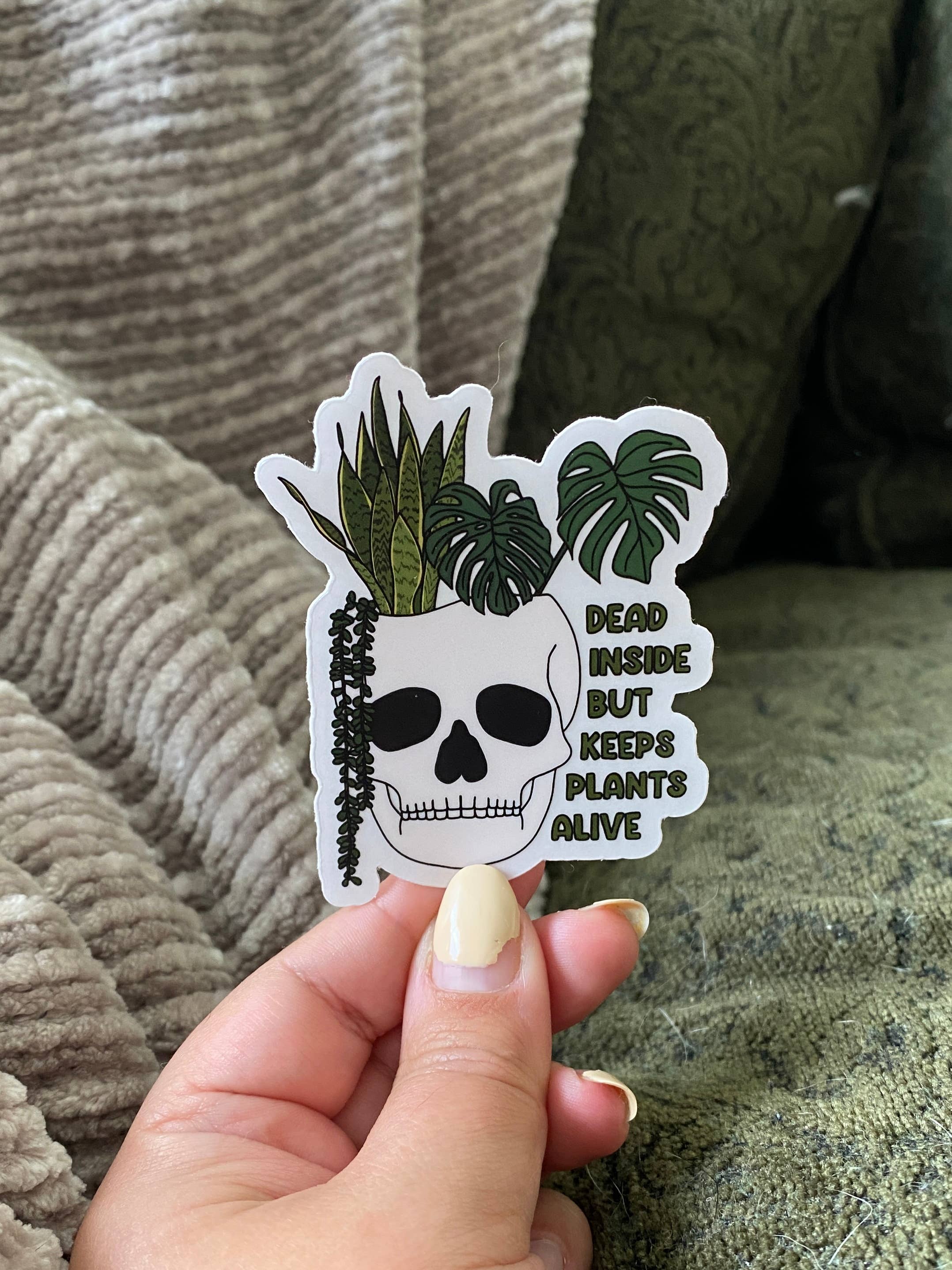Clay Collection Co. – wholesale Sticker – Dead Inside but Keeps Plants Alive CLEAR Sticker3