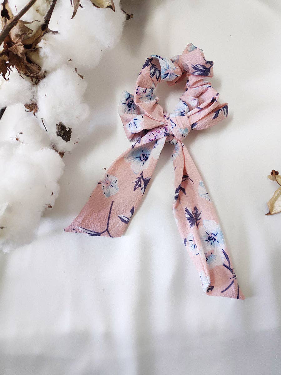 Angels Whisper Accessories - Wholesale Scrunchie - Women’s - Horea Floral Print Bow Scrunchie1
