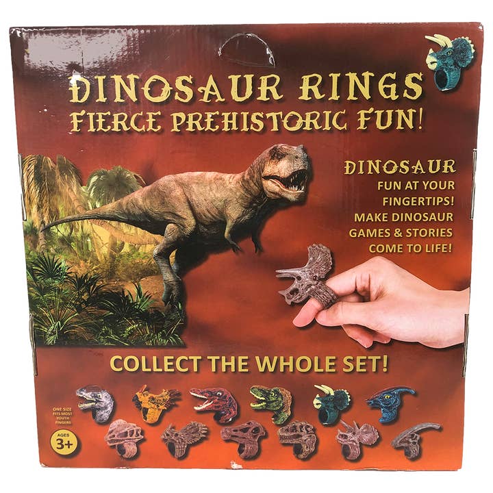 Texas Toy Distribution - Wholesale Retailer Display - Kids & Baby - Dinosaur Ring Display Set, x12 Rings Assortment