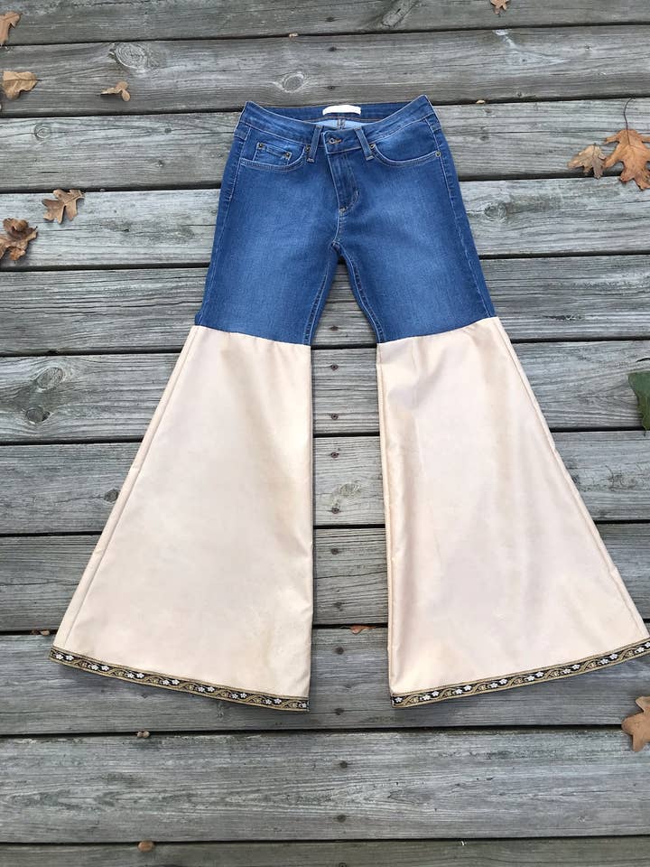 Luxury Women's Jeans -Champagne Beige Leather Look for wholesale by Wild Horse Clothier