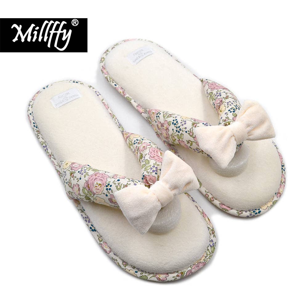 Millffy – wholesale Slippers – Women's – Millffy Summer Floral Print Cotton Slippers Japanese Yellow Daisy Flowers Ladies Thong Slippers2
