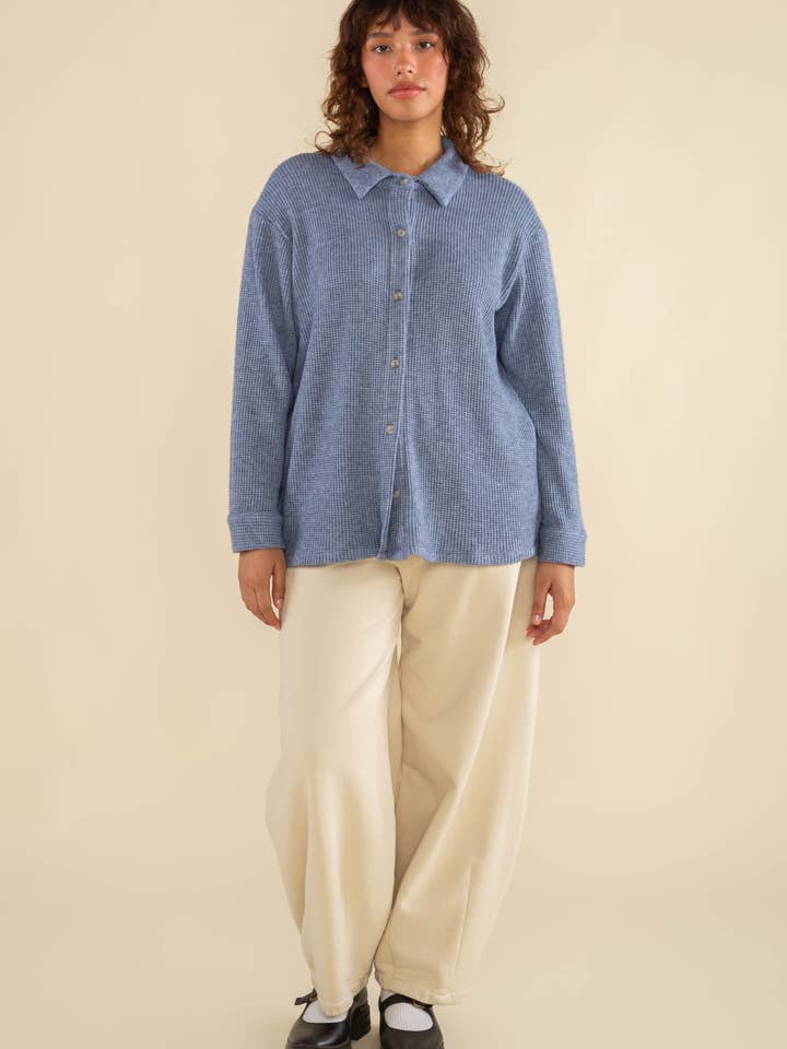 NLT - Wholesale Button Down Shirt - Women's - Shore Waffle Button Down Shirt