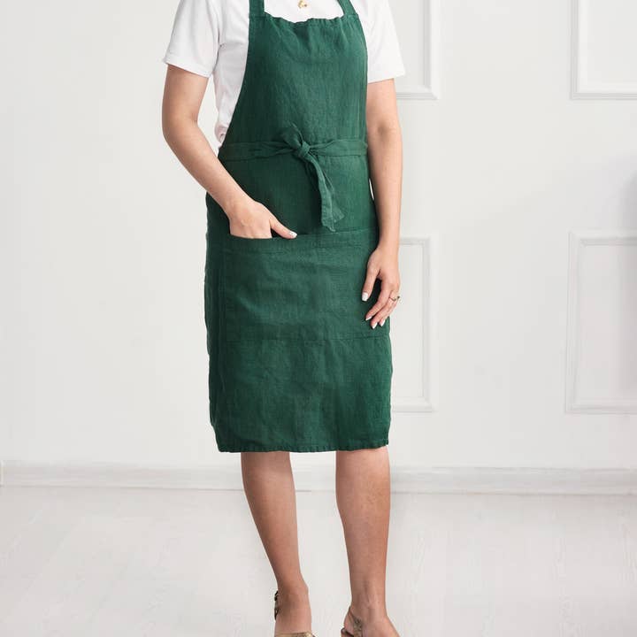 LinenQ - Wholesale Apron - Stonewashed linen apron with pockets18