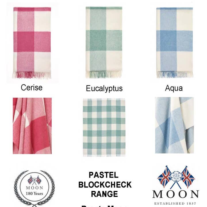 Bronte Moon - Wholesale Throw Blanket - Pastel Block-Check Range Merino Lambswool Throws Bronte Moon