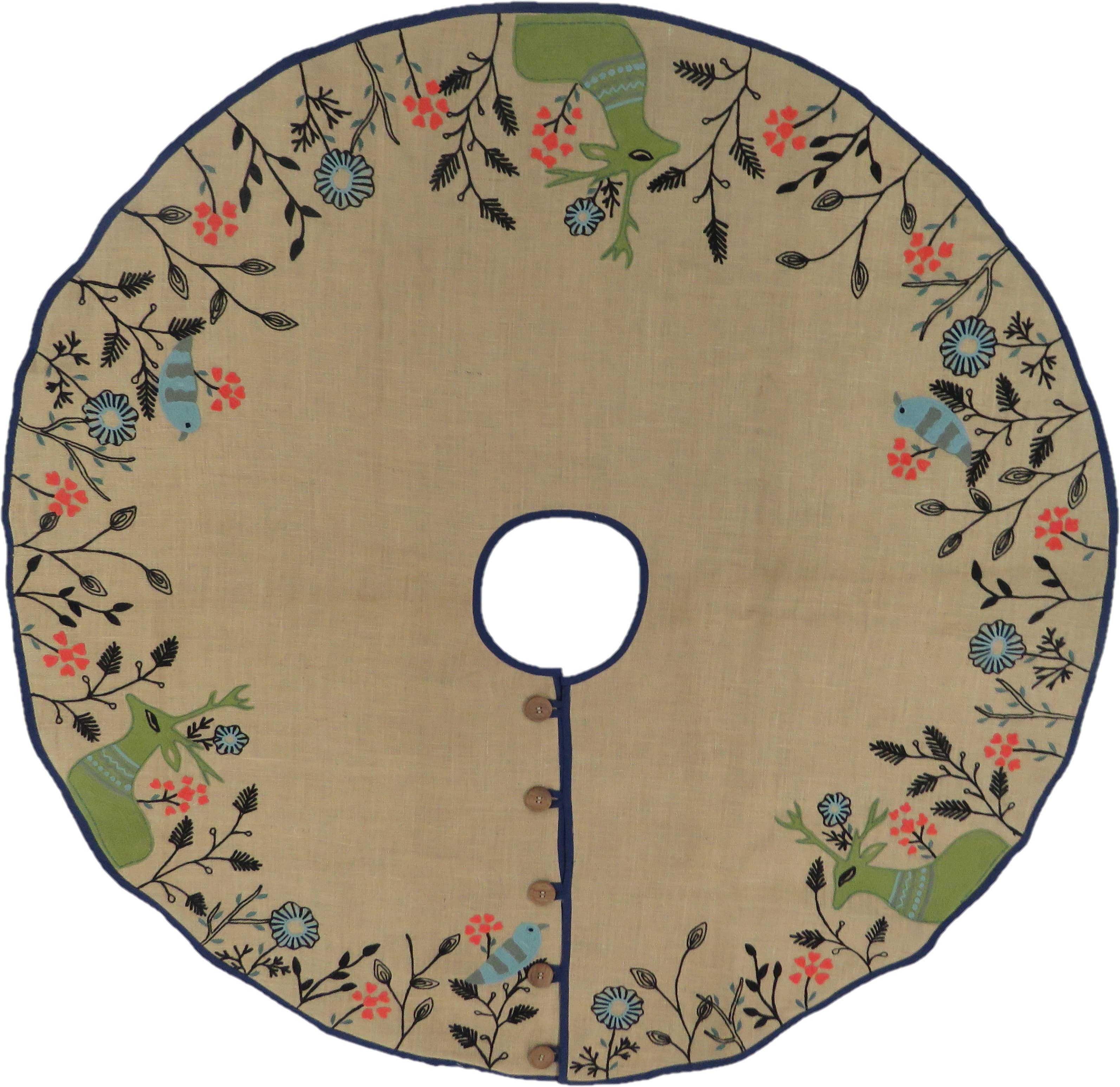 Arcadia Home – wholesale Julgransmatta – Handgjord julgransmatta - Broderad skog - 60"1