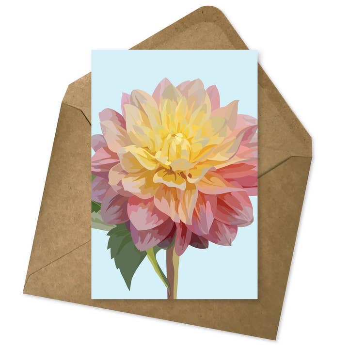 Carte d'accompagnement florale | Étiquette cadeau fleur de dahlia pour la vente par The Red Barn Press