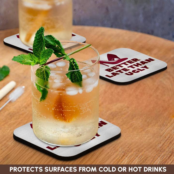 3dRose - Wholesale Coasters - 3dRose, Image of Heels with Text of Better late than Ugly, Coaster9