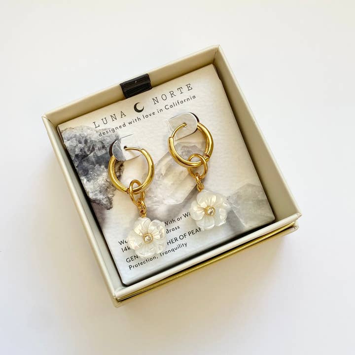 Luna Norte - Wholesale Huggie Earrings - Tulum Flora 2-in-1 Charm Huggie Hoop Earring