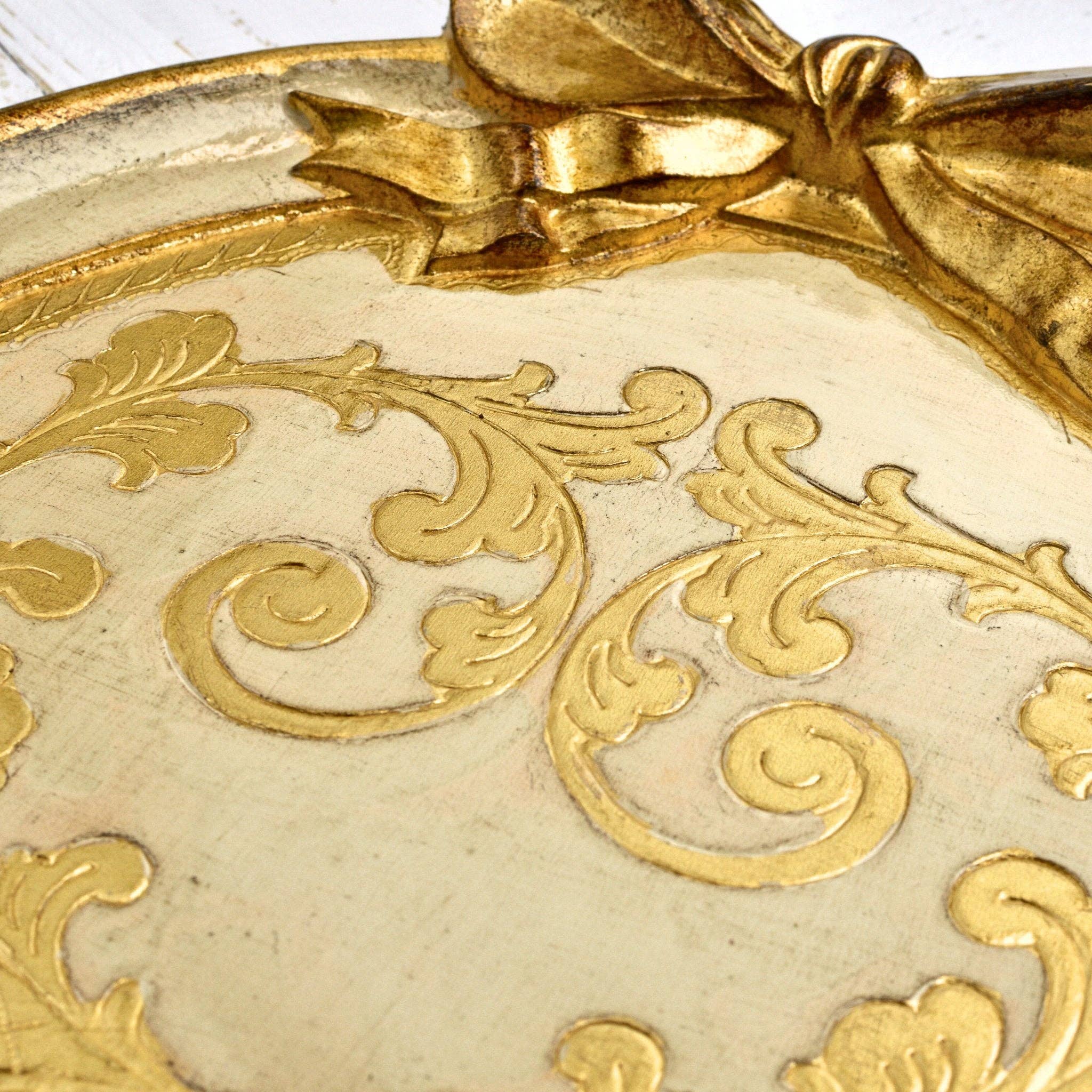 Via Graceffo - Wholesale Decorative Tray - Florentine Carved Oval Bow Tray, Made in Italy10