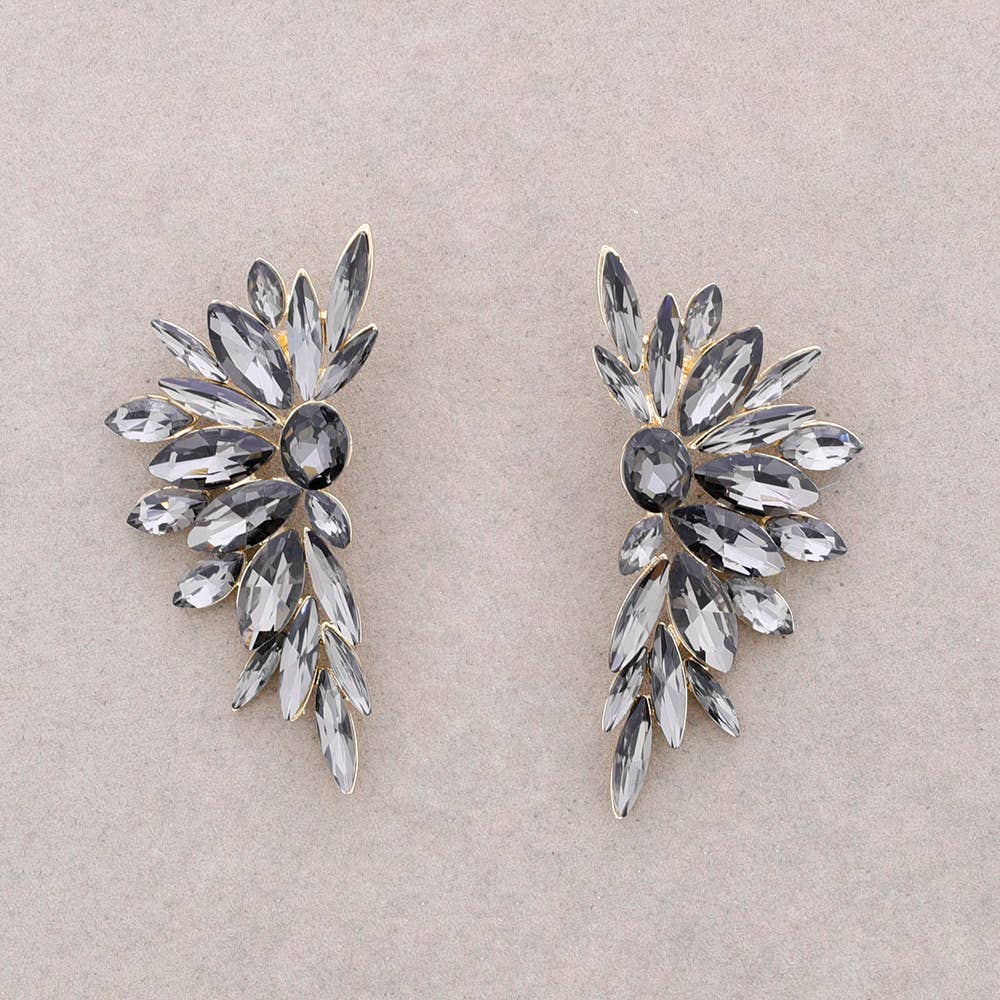 Sonata - Vente Bijoux à boutons pression - Boucles d'oreilles ailes en métal avec cristaux0