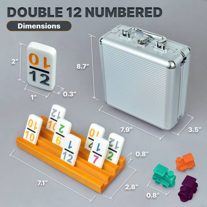 Queensell - Wholesale Board Game - Mexican Train Dominoes Set with Numbers and 4 Holders2