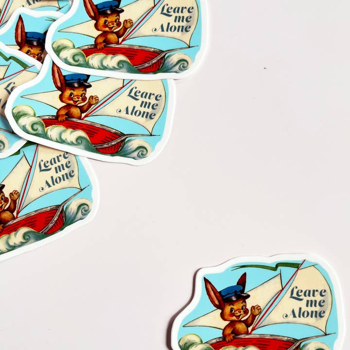 The Coin Laundry - Venta al por mayor Pegatina - Pegatina «Déjame en paz», divertidas pegatinas de conejo en barco5