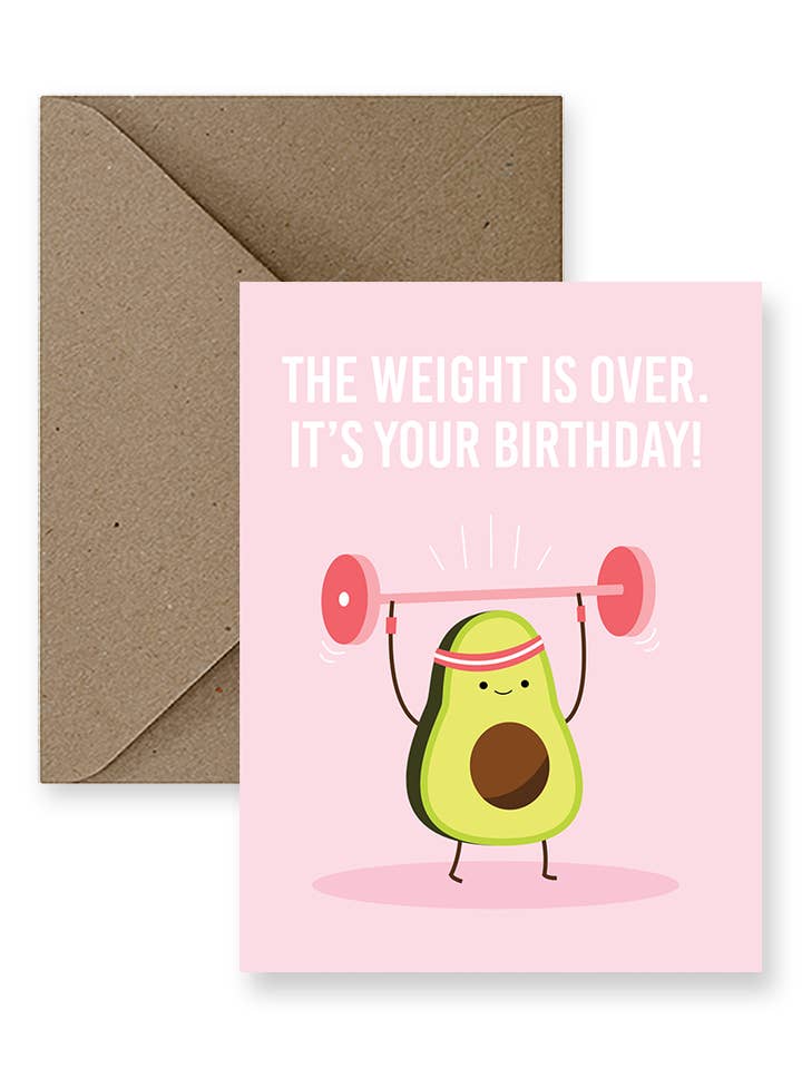 The Weight Is Over Avocado Birthday Card for wholesale by IMPAPER