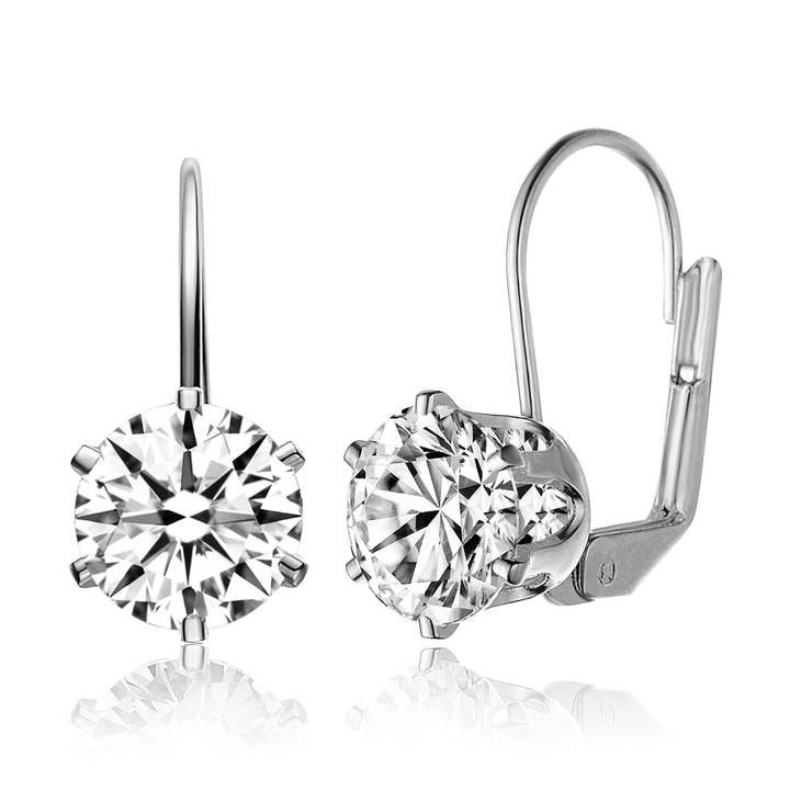 Boucles d'oreilles plaquées or blanc (702-7MM) pour la vente par Rachel Glauber