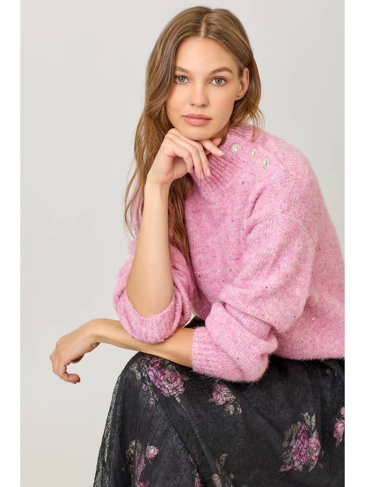 Mystree - Vendita all'ingrosso Maglione tricot - Donna - Maglione Brillante a Collo Alto 6122216