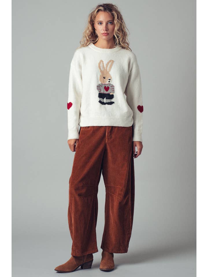 IVORY Bunny Motif Heart Sweater for wholesale on Faire3