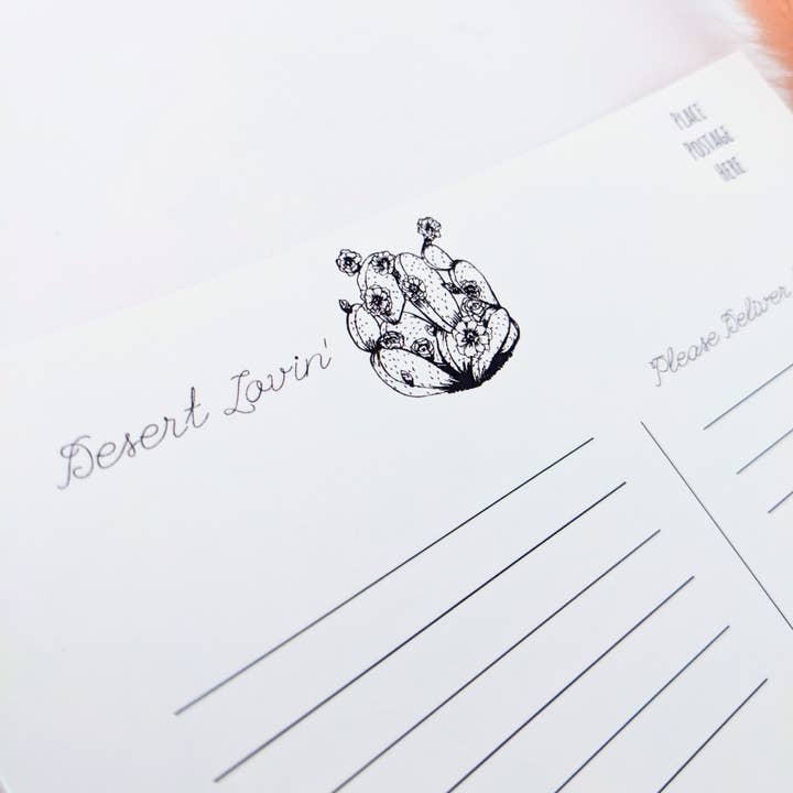 Mary Felker Art and Design - Wholesale Postcard - Desert Love Cactus Postcard, Cactus Card, Cactus Stationary5