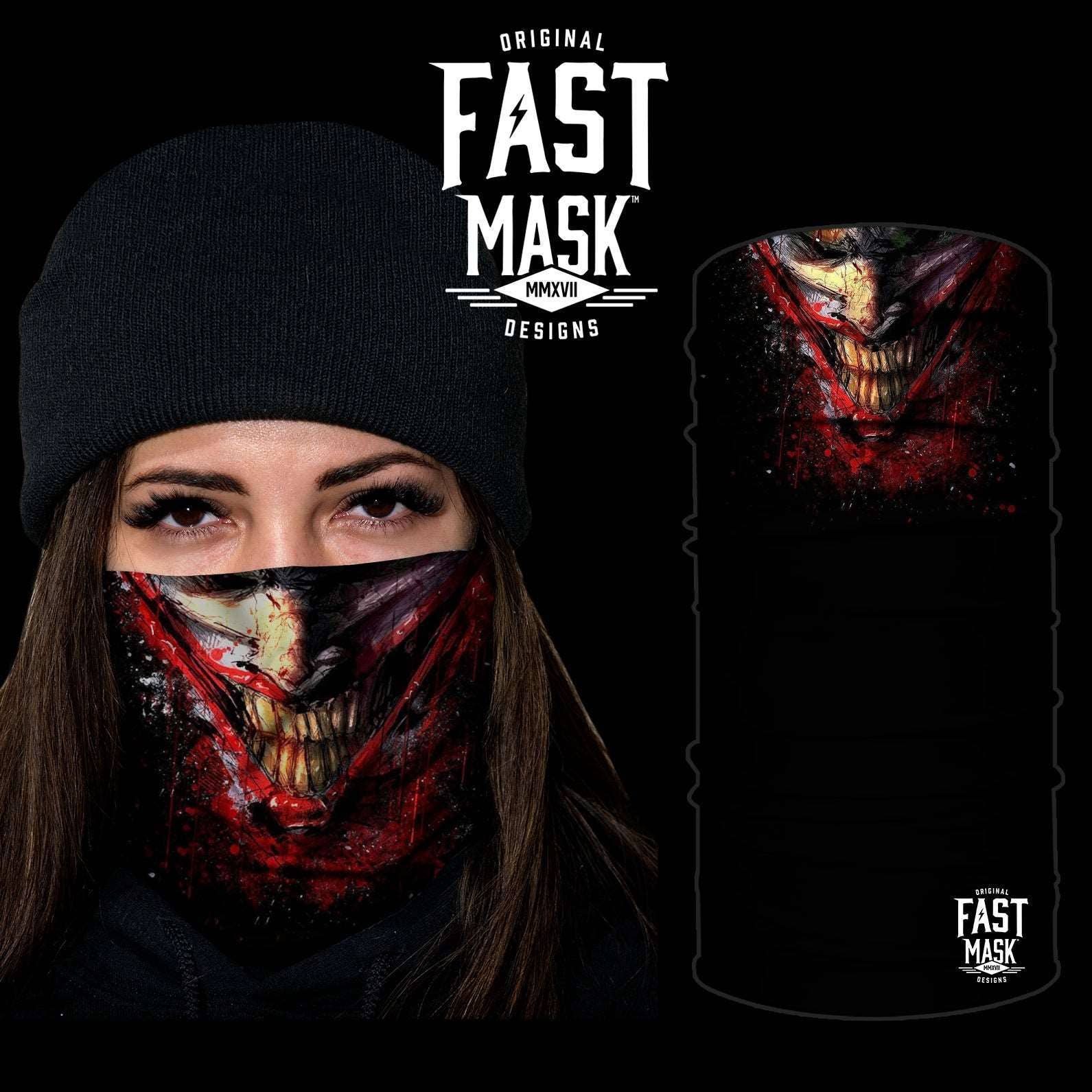 Live Fast Gear - Venta al por mayor Protectores de cuello/bragas de cuello - Hombre - Polaina para cuello Bloody Joker Smile, ahora con bordes cosidos*2
