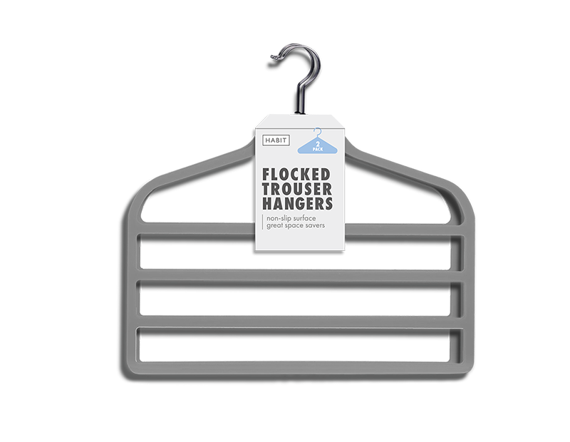 LMT-UK – wholesale Clothes hangers – Velvet Trouser Hanger 2pk - 50562838694952