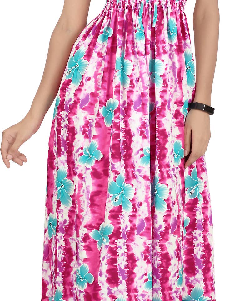 LA LEELA Women Hawaiian Party Long Floral Printed Tube Dress for wholesale by LA LEELA \ HAPPY BAY