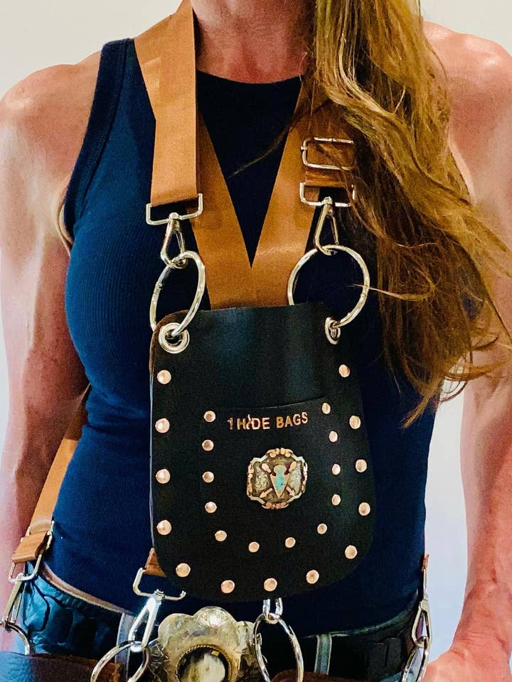 Bolsa de Telefone c/ Concho de seta turquesa por atacado de 1 Hide Bags