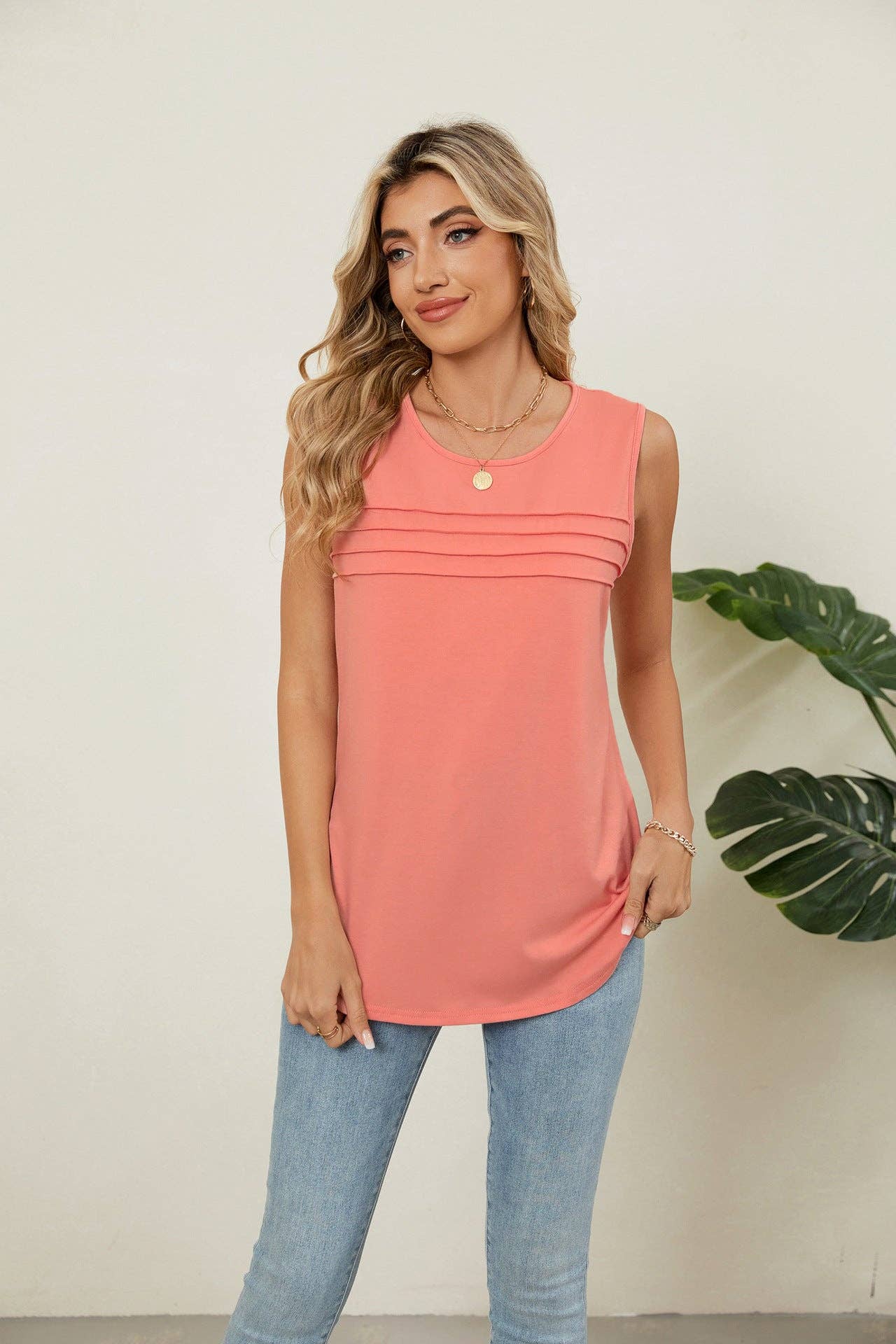 Lovesoft - Venta al por mayor Camiseta sin mangas - Mujer - Camiseta sin mangas de cuello redondo de ajuste holgado y color sólido5