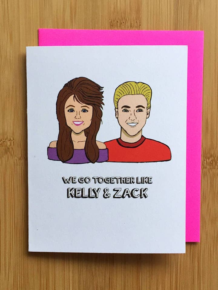 Zack and Kelly Card - Carte enregistrée par le gong, carte d'anniversaire Throwback Love pour la vente par Papermain