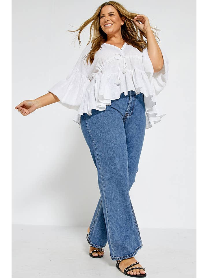 Bohemian Traders - Vente Chemisier – femme - Haut à manches Billow en blanc5