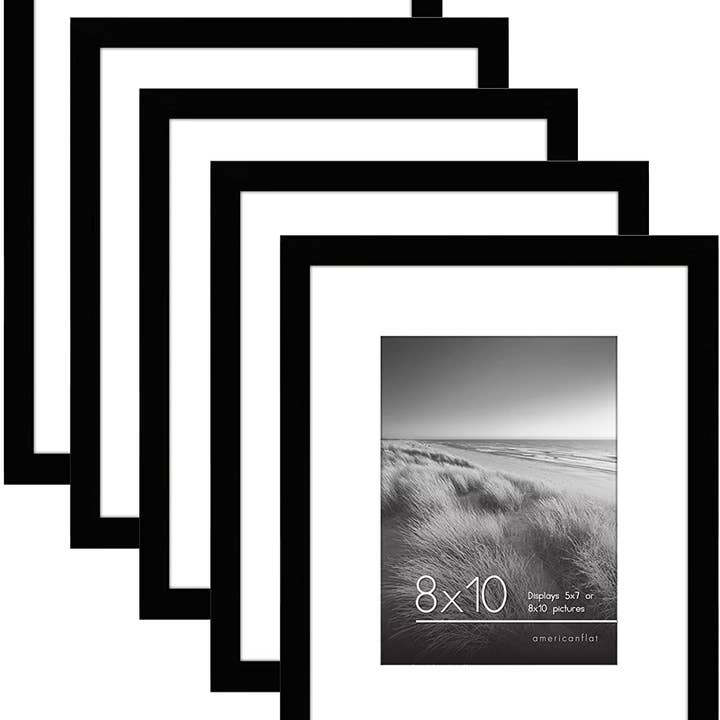 Americanflat - Wholesale Picture Frame - Americanflat Picture Frame with Mat Slim Molding (5 Pack)