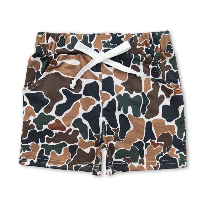Yawoo Garments - Wholesale Shorts - Kids - Brown camo pockets kids boy summer shorts