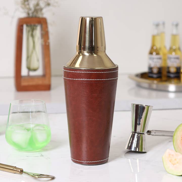 Faux Leather Cocktail Shaker for wholesale by India Handicrafts Inc
