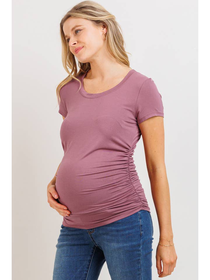 Hello Miz - Wholesale Top - Maternity - Ruched Short Sleeve Maternity T-Shirt