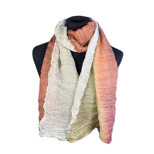 Sciarpa di seta, increspature da verde a marrone chiaro SLK120/GR/LBR per la vendita all'ingrosso da parte di World Treasure Trading