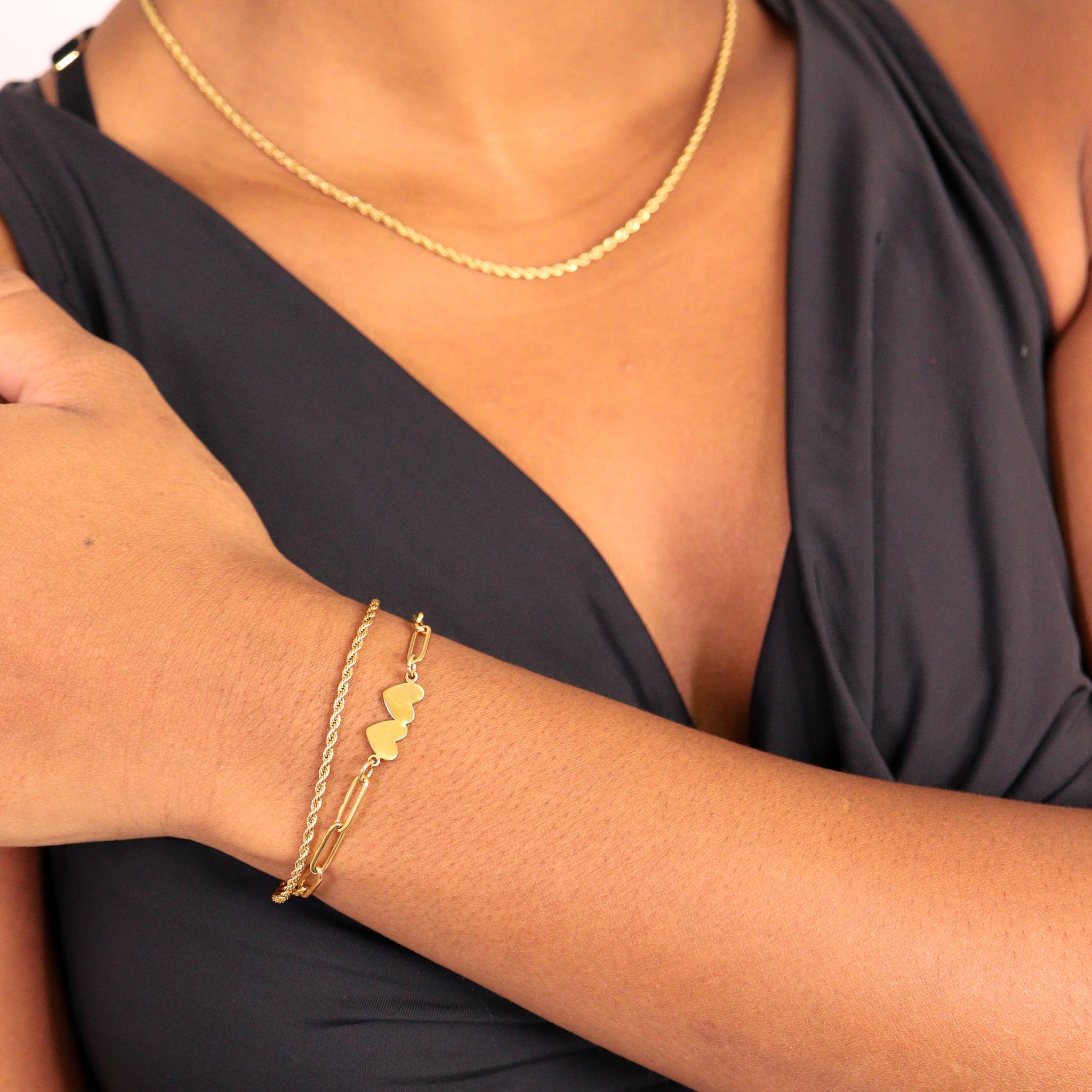 WJW – Pulseira de elo e corrente por atacado – Pulseira / Tornozeleira Corrente Corda - Ouro, Prata, Preto13