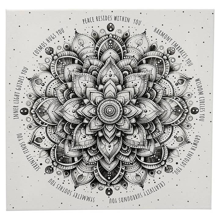 Buddha Groove - Vente Ensembles d'art mural - Impression sur toile murale monochrome Mandala Harmony1