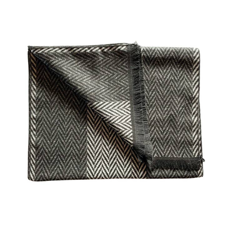 Black and White Herringbone Bamboo Scarf for wholesale by Swole Panda
