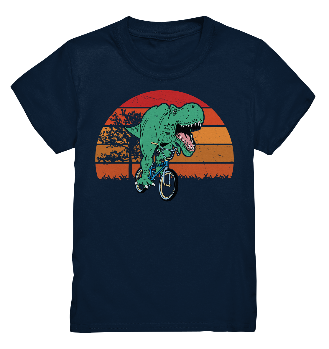 Tigerlino® - Wholesale Screen Printed T-Shirt - Kids - Trex bicycle retro dinosaur kids t-shirt1