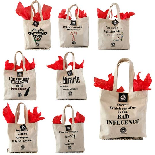 Cuss Kitchen - Wholesale Wine Gift Bag - BAG BUNDLE Funny Canvas Fabric Wine Bag Gift Bag Bundle4