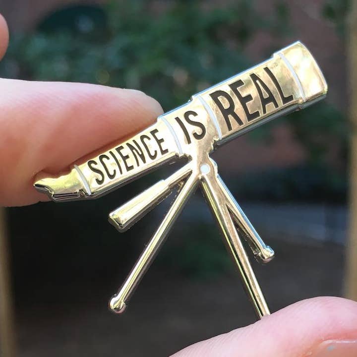 Science is Real - Telescope Pin for wholesale by Dissent Pins