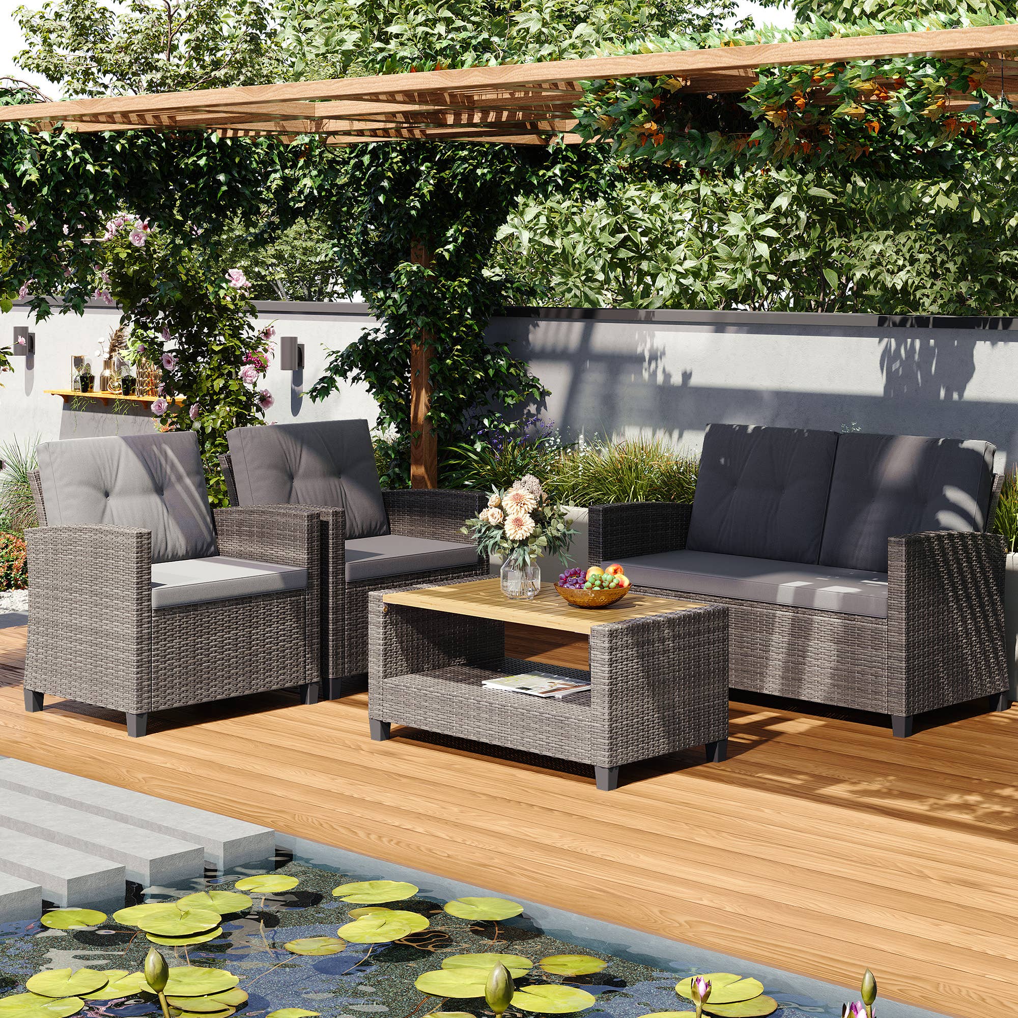 Heynemo - Wholesale Patio Set - 4-Piece Patio Furniture Set, Wicker Patio Conversation Set1