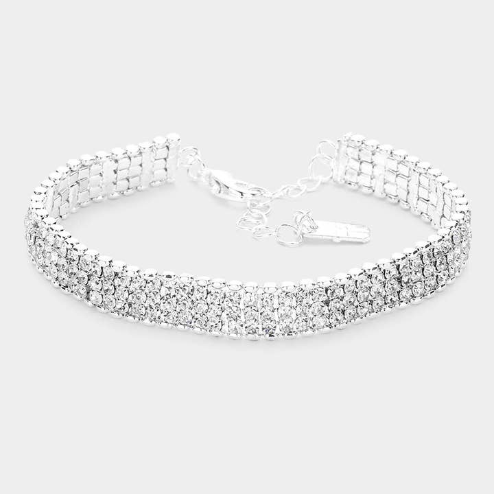 3Rows Rhinestone kvällsarmband för wholesale av Sensibling Corp.