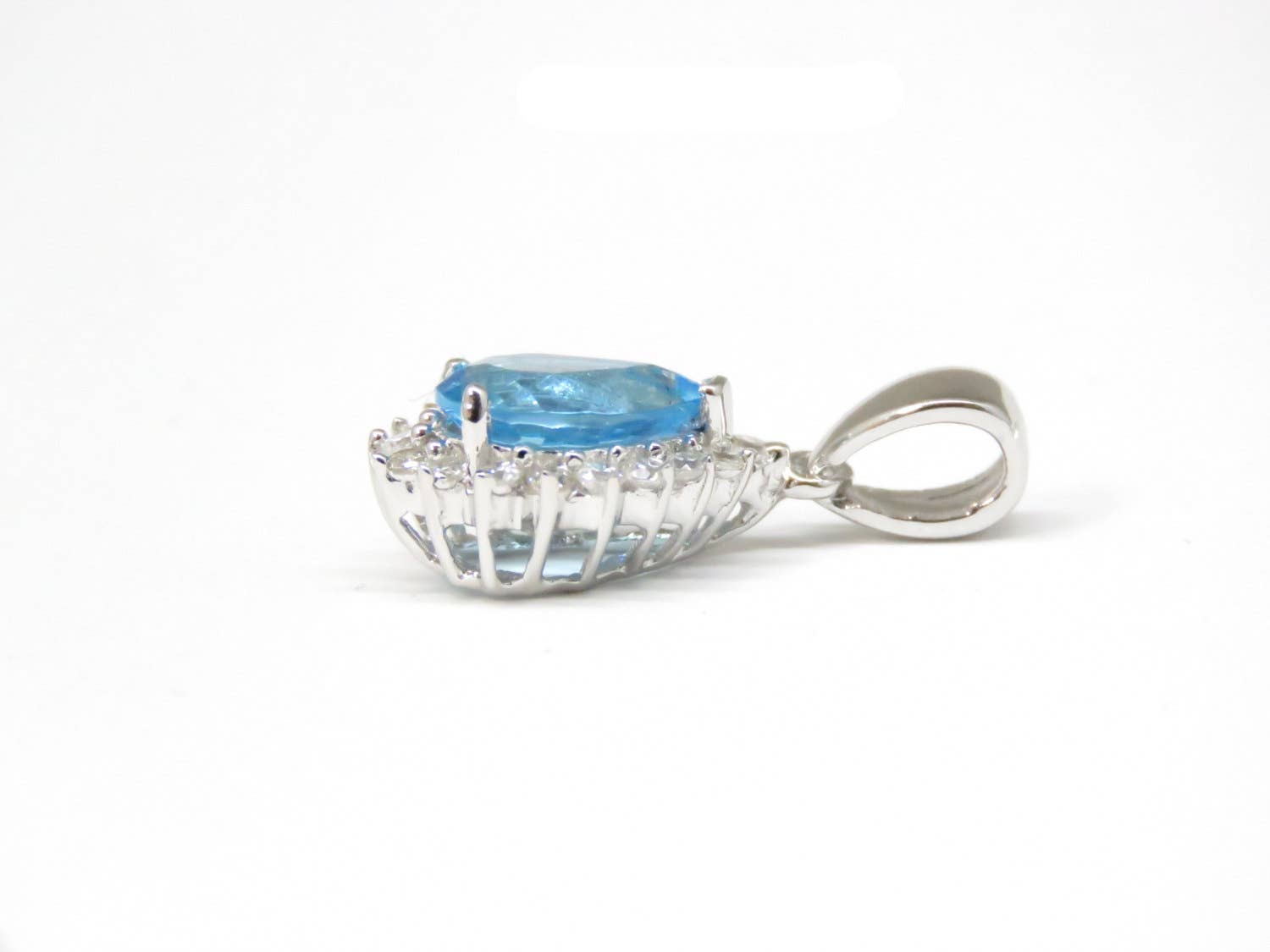 Twan Kee Jewelry - Wholesale Individual Charm/Pendant - 1.5ct. Pear-shape Swiss Blue Helenite Sterling Silver Halo2