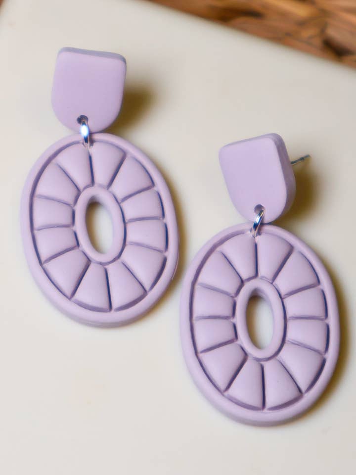 Aspen | Embossed Oval Earrings for wholesale by Ivy Lane Clay Co.