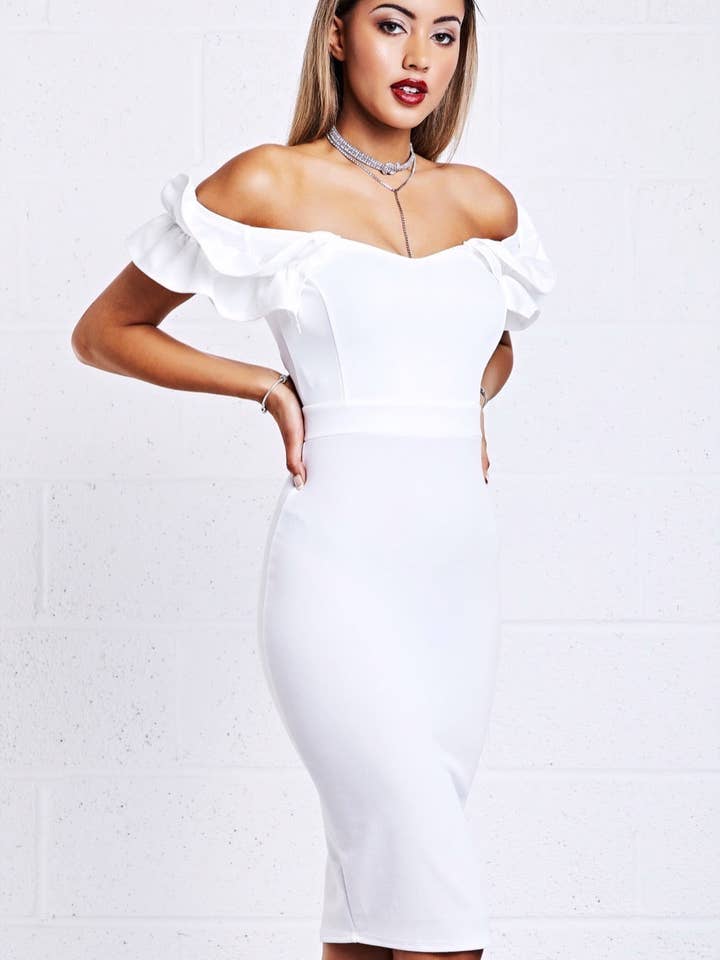 White Body-Con Midi Dress for wholesale by Lushire