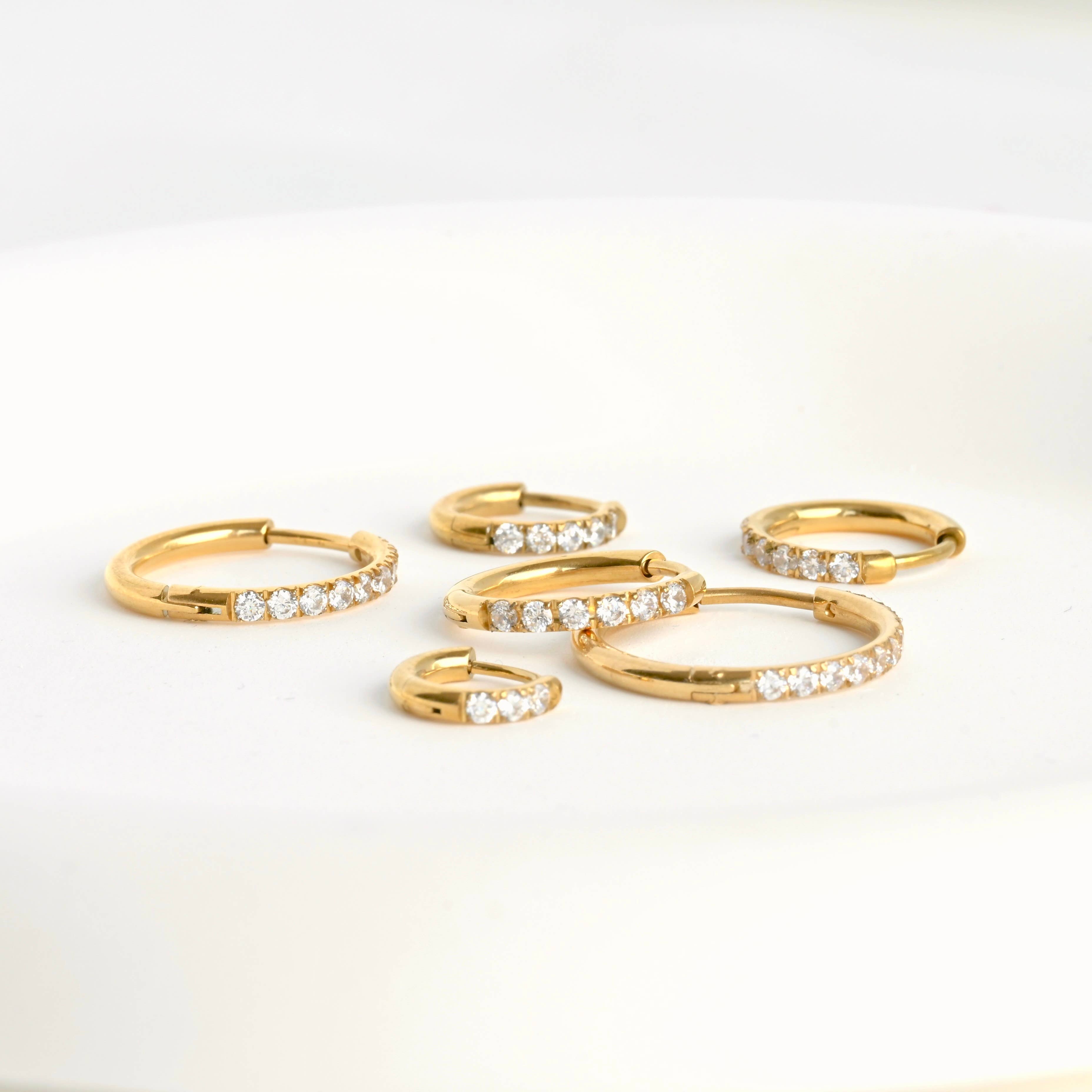 Blueyejewelry - Wholesale Huggie Earrings - Pave Diamond Hoops - Tarnish-free Diamond Hoop Earrings4