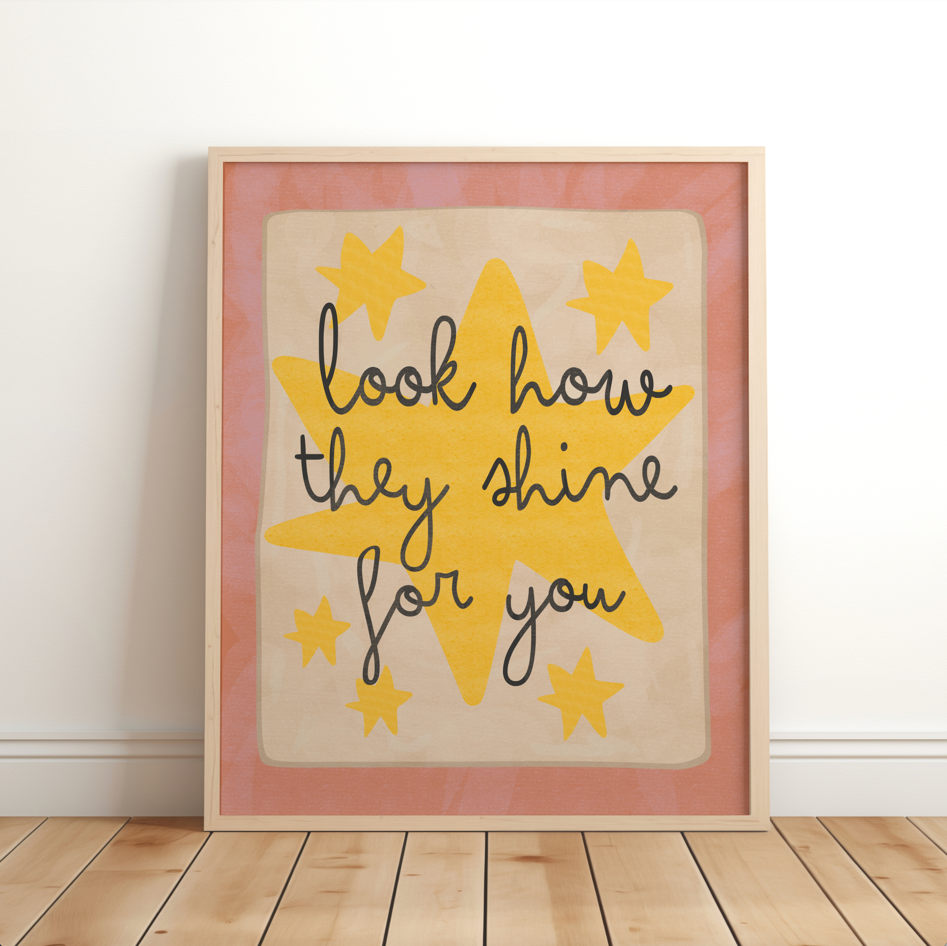Lara and Kin – wholesale Art print – Kids & baby – Pink Girls Nursery Print Look How They Shine for You Star2