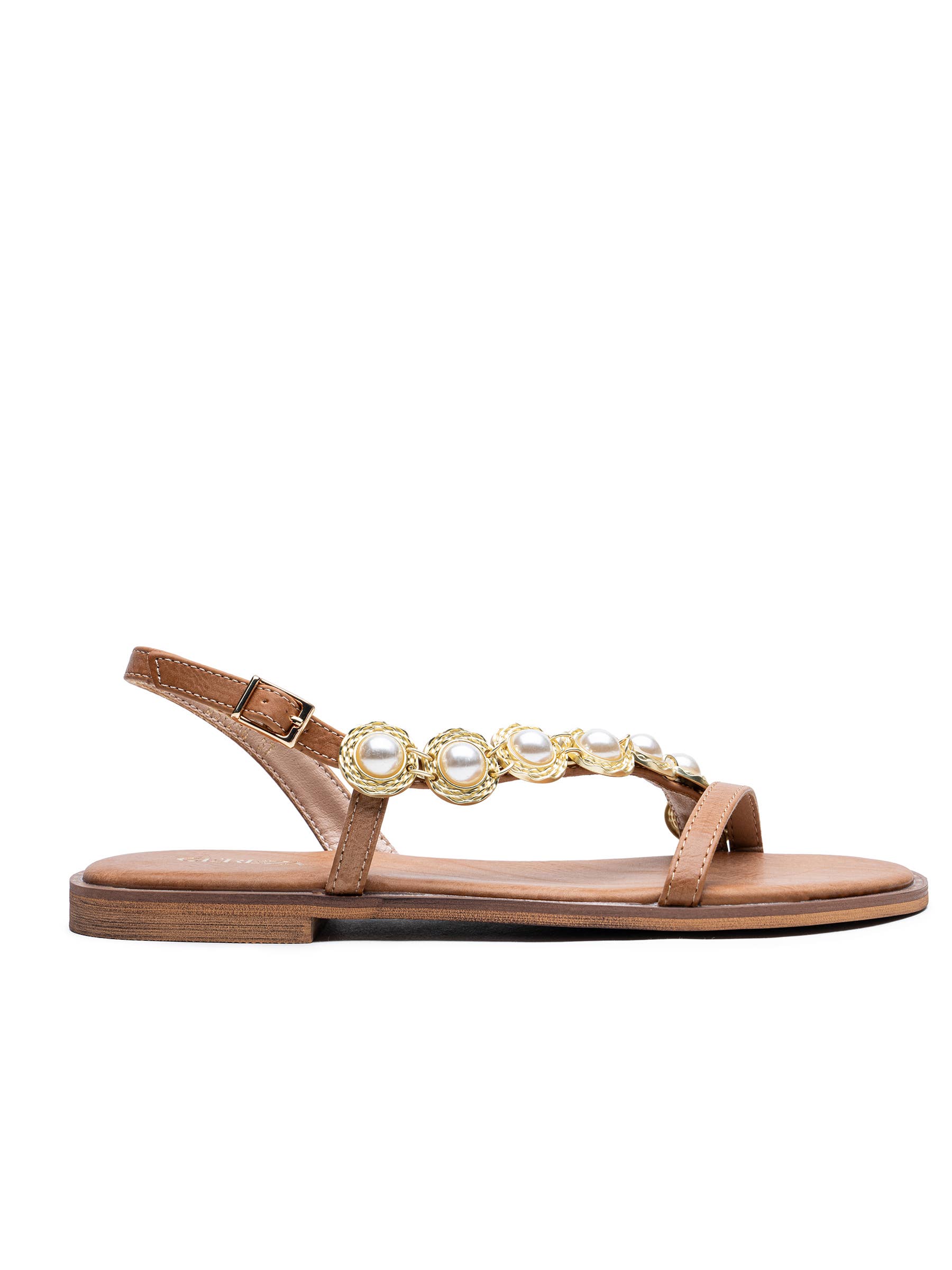 CEREZA - Vente Sandales – femme - Sandales plates avec bride ornée de pierres précieuses8