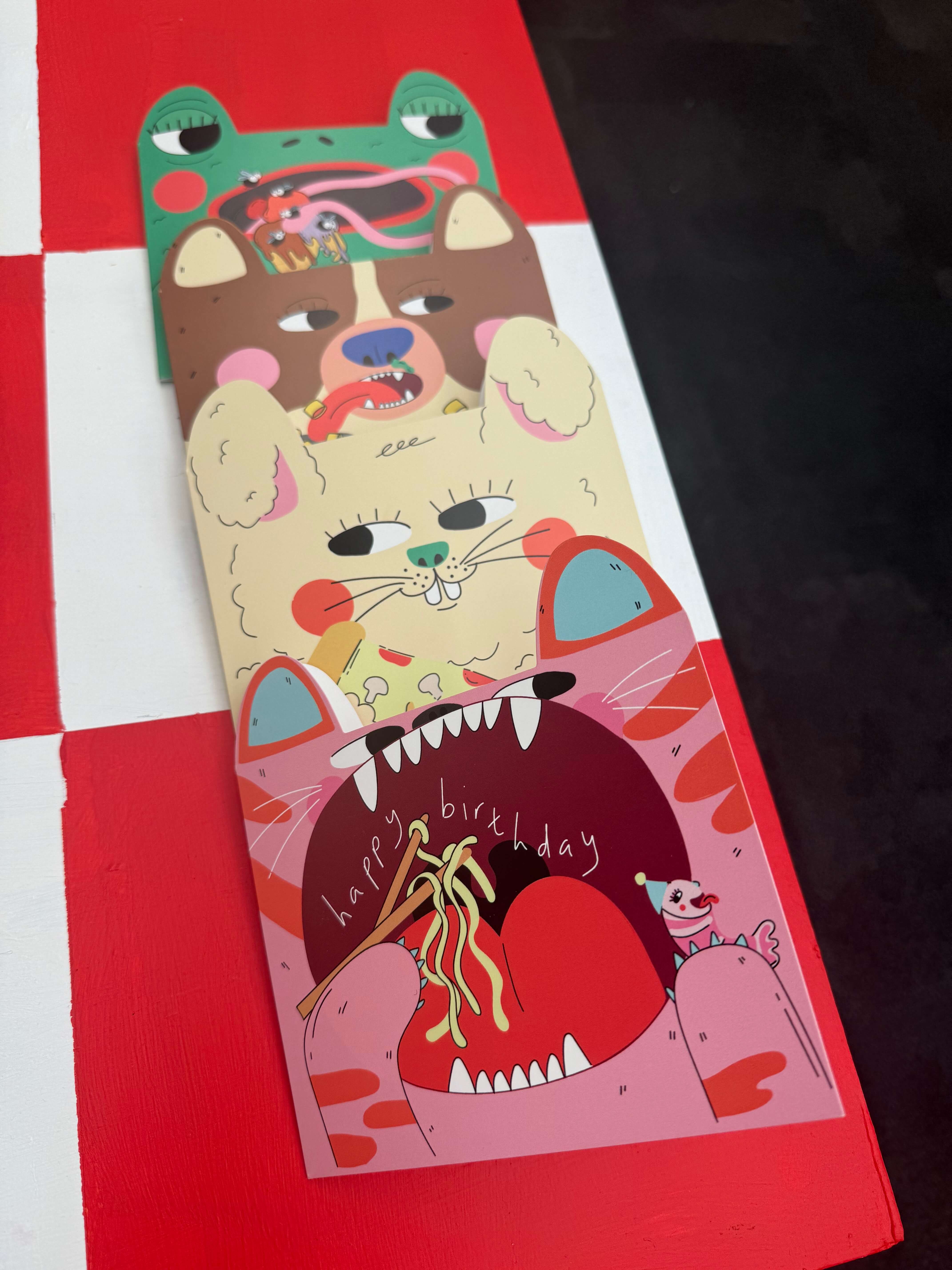 Eat the Moon | Greeting cards and stationery - Wholesale Birthday Card - Rabbit eats pizza - Die cut kids greeting card 2